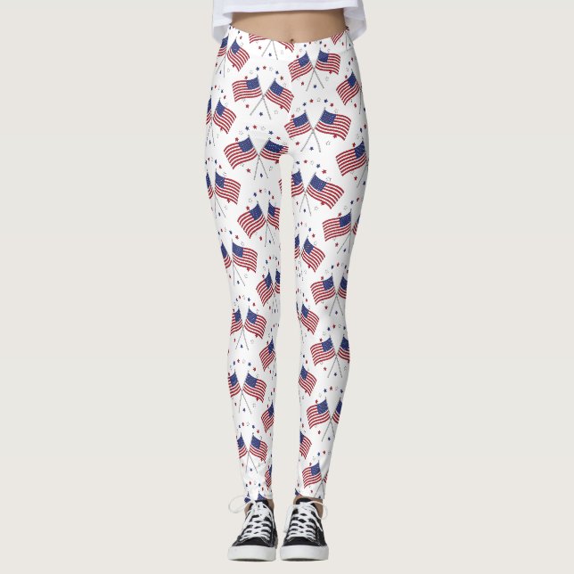 American Flags Thunder_Cove Patriotic 4th of July Leggings (Front)