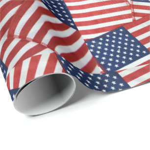 American flags wrapping paper