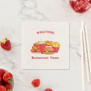 American food restaurant Chef welcome Burger name Napkin