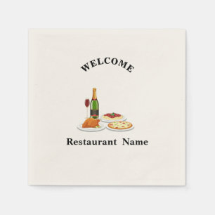 American food restaurant Chef welcome Pizza name Napkin