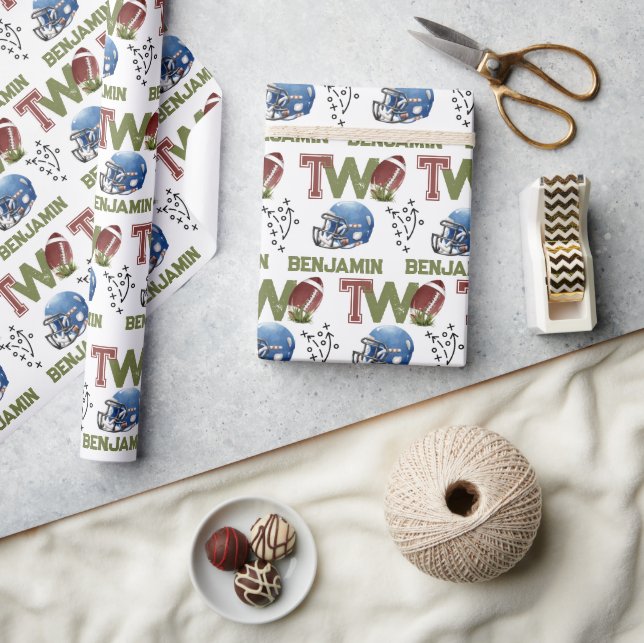 American Football 2nd Birthday Wrapping Paper (Crafts)