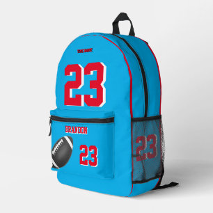 American Football ball backpack sky blue red bags