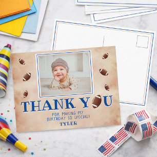 American Football Ball Birthday Photo Thank you Postcard