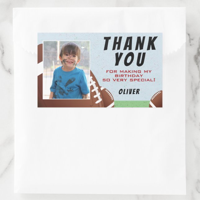 American Football Ball Birthday Thank you Photo  Sticker (Bag)