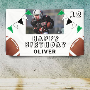 American Football Ball Flags Photo Birthday Party Banner