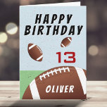 American Football Ball Happy Birthday  Card<br><div class="desc">American Football Ball Happy Birthday Card. Football-themed happy birthday card. Personalize this football card with your name and text on the front and message inside or erase it. Great for kids who love football and sports.</div>