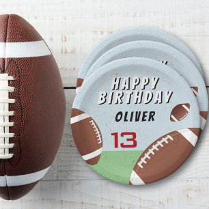 American Football Ball Happy Birthday Party Paper Plate