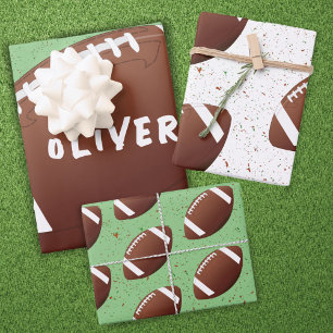 American Football Ball Pattern Kids Birthday  Wrapping Paper Sheet