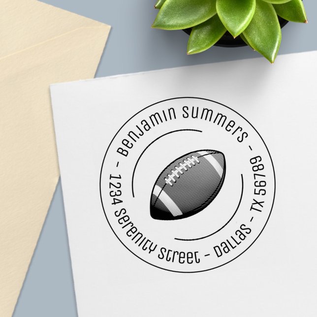 American Football Ball Round Address Self-inking Stamp (Creator Uploaded)