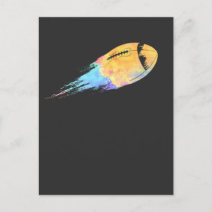 American football ball splash colours postcard