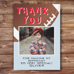 American Football Ball Sports Kids Birthday Photo  Thank You Card<br><div class="desc">American Football Ball Sports Kids Birthday Photo Thank You Card. Football themed birthday thank you card with a thank you message,  child`s name,  child`s photo and football balls. Personalize this football card with your name and your child`s photo. Great for kids who love football and sports.</div>