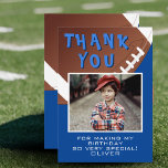 American Football Ball Sports Kids Birthday Photo  Thank You Card<br><div class="desc">American Football Ball Sports Kids Birthday Photo Thank You Card. Football themed birthday thank you card with a thank you message,  child`s name,  child`s photo and football balls. Personalize this football card with your name and your child`s photo. Great for kids who love football and sports.</div>
