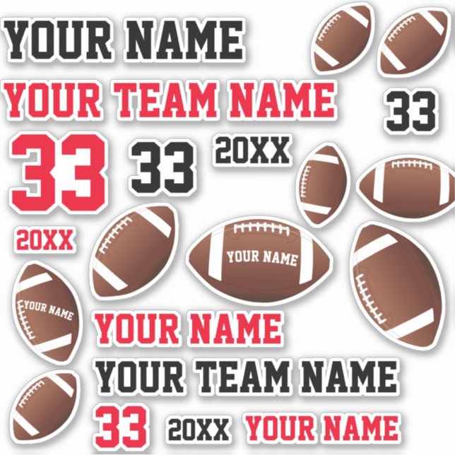 American Football Ball Team Name Number Kids (Front)