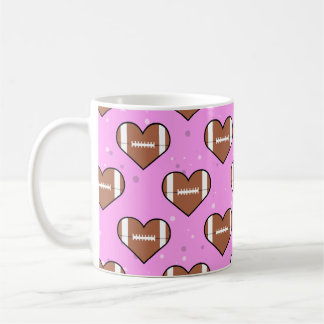 American Football Ball Texture In Heart Shape Coffee Mug