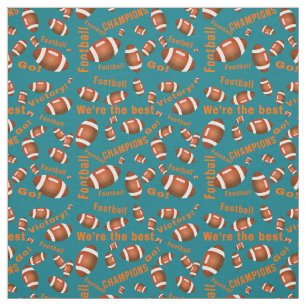 American Football Balls And Inspirational Text Fabric
