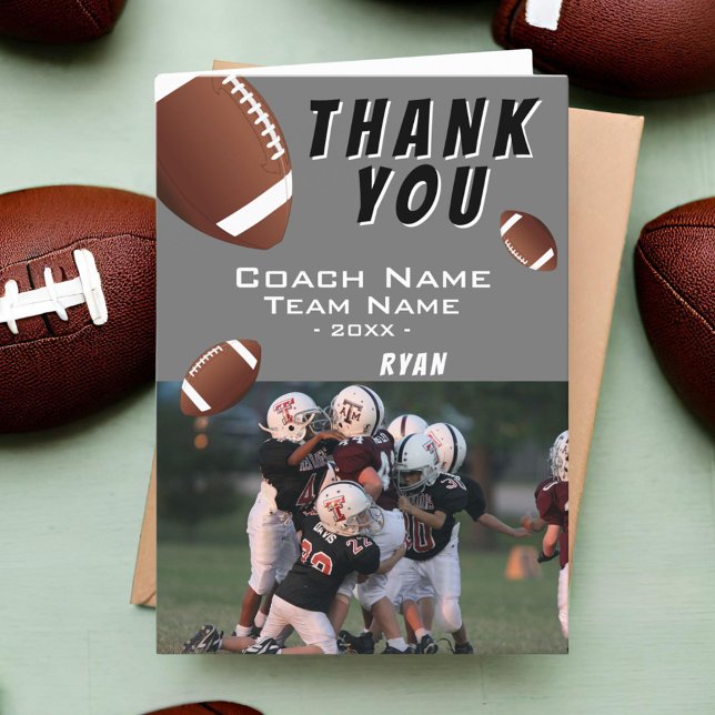 American Football Balls Grey Merci Coach Photo (Créateur téléchargé)