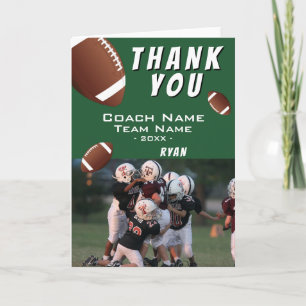 American Football Balls Thank you Coach Photo Card