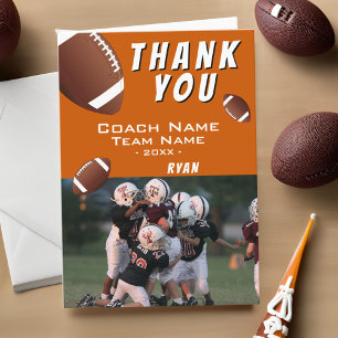 American Football Balls Thank you Coach Photo Card