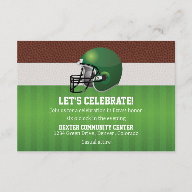 American Football Bar Mitzvah Reception Insert Invitation (Front)