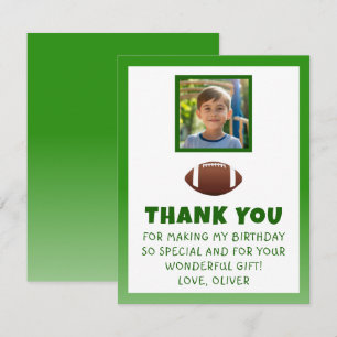 American Football Birthday Photo Thank You Card