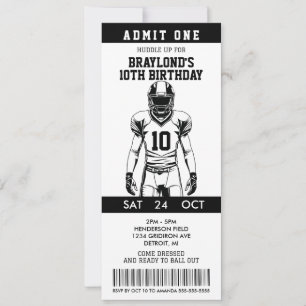 American Football Birthday Ticket  Invitation