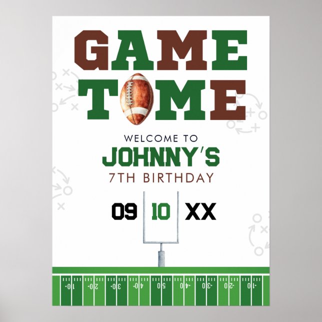 American Football Birthday Welcome Sign (Front)