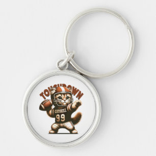 American Football Cat - Touchdown Purrfection Keychain