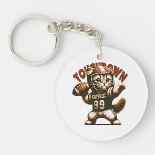 American Football Cat - Touchdown Purrfection Keychain