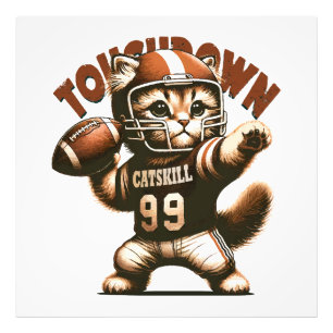 American Football Cat - Touchdown Purrfection Photo Print
