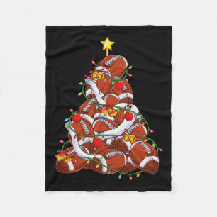 American Football Christmas Tree Xmas Pyjamas Play Fleece Blanket