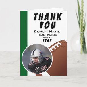 American Football Coach Team Player Thank You Card