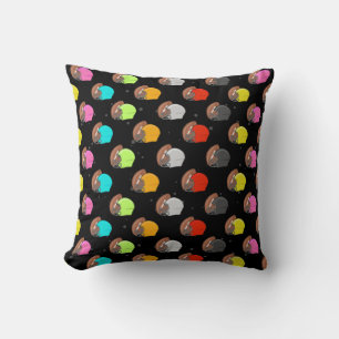 American Football - Colourful Helmets and Ball  Throw Pillow