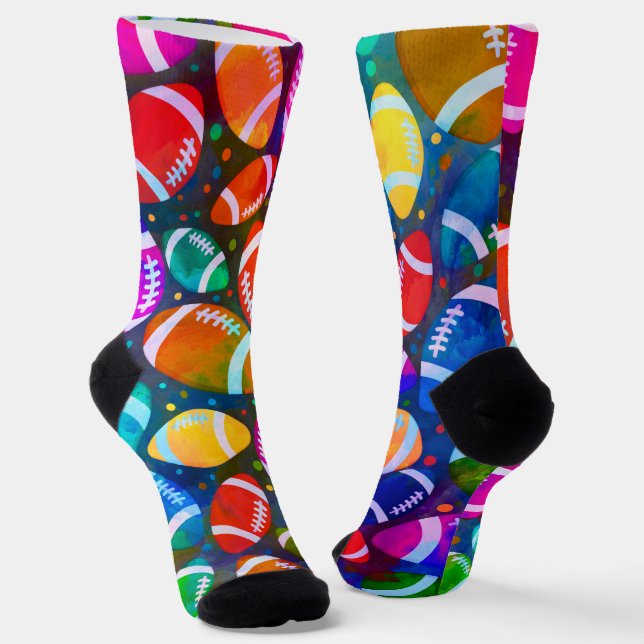 American Football Colourful pattern Socks (Angled)