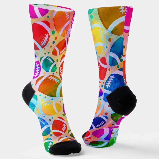 American Football Colourful pattern Socks (Angled)