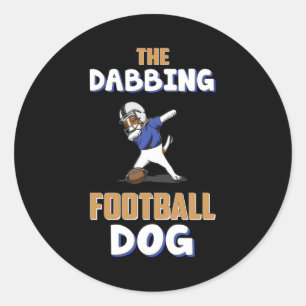 American Football Dabbing Dog Game Funny Gift Idea Classic Round Sticker