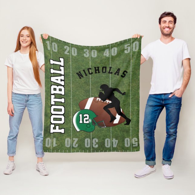 American Football - Dark Green Helmet Fleece Blanket (In Situ)