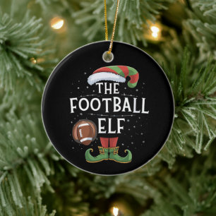American Football Elf Family Matching Christmas  Ceramic Ornament