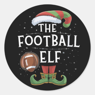 American Football Elf Family Matching Christmas  Classic Round Sticker