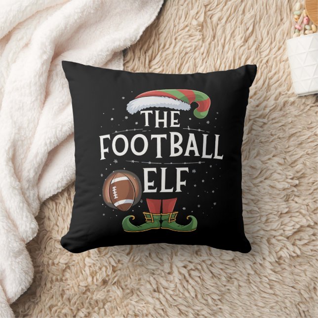American Football Elf Family Matching Christmas  Throw Pillow (Blanket)