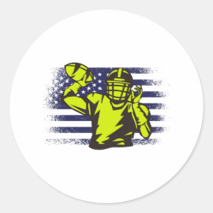 American Football Fan Jersey Shirt USA Flag Classic Round Sticker