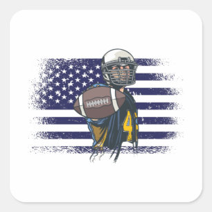 American Football Fan Jersey Shirt USA Flag Square Sticker