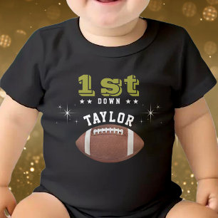 American Football Field 1st Birthday Party Black Baby Bodysuit