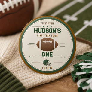 American Football First Year Down 1st Birthday 1 Inch Round Button