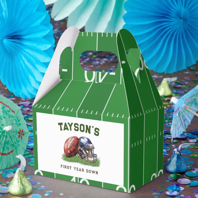 American Football First Year Down 1st Birthday Favor Box (Party)