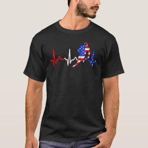 American Football Flag Football Heartbeat ECG Game T-Shirt