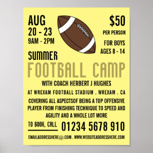 American Football, Football Camp Advertising Poster
