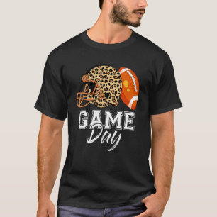 American Football Game Day Helmet Leopard Sport Pl T-Shirt