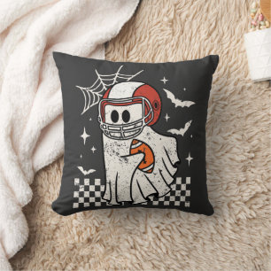 American Football Ghost Halloween Throw Pillow