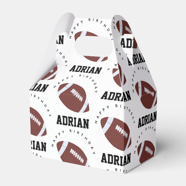 American Football Gridiron Ball Birthday Name Favor Box (Front Side)