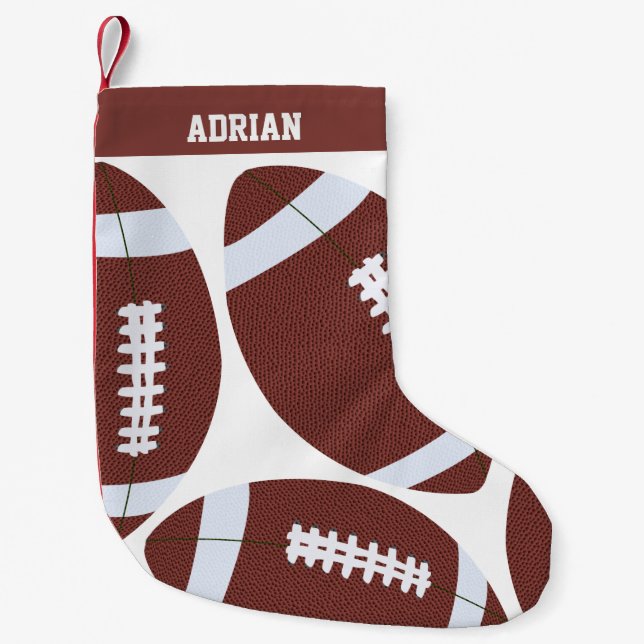 American Football Gridiron Ball Personalized  Small Christmas Stocking (Front)